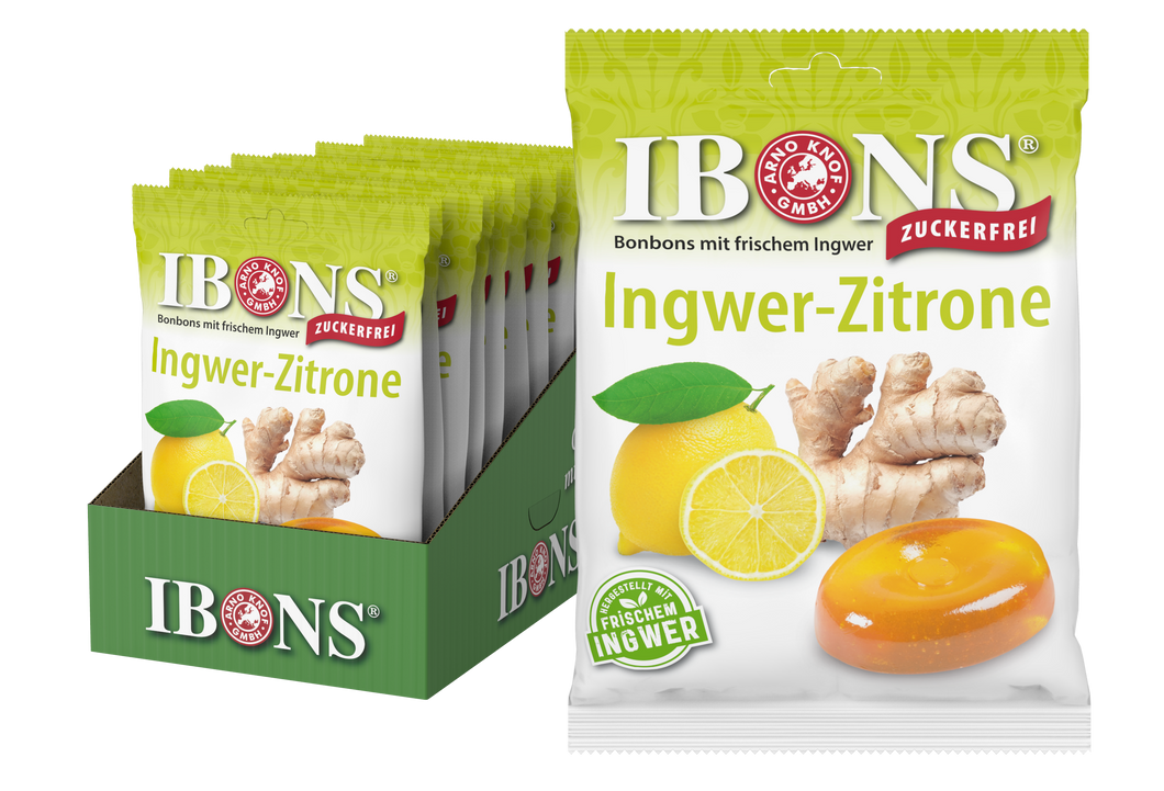 IBONS Ingwer-Zitrone zuckerfrei 75g x 10